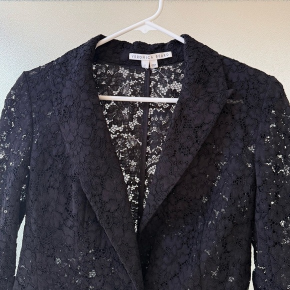 VERONICA BEARD Long and Lean Cotton Corded Lace Jacket Black Sz 2 - Picture 6 of 9